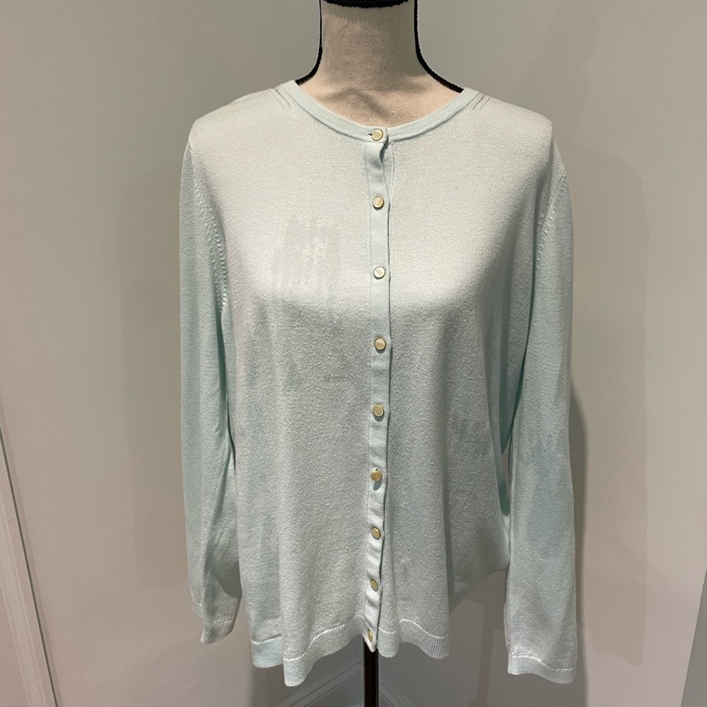 Talbots Beautiful Sea Foam Blue cardigan